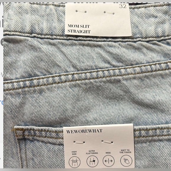 WeWoreWhat Mom Slit Straight Indigo Comfort Jeans Sz 32 NWT - Picture 2 of 4